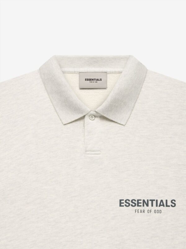 Essentials LS Light Heather Oatmeal Polo Sweat Shirt 3
