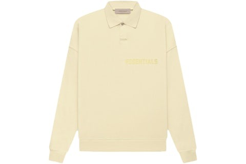 Essentials LS Dark Heather Oatmeal Polo Sweat Shirt