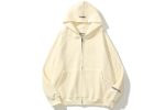 Essentials Reflective Print Zip-up Oversized Cream Hoodie