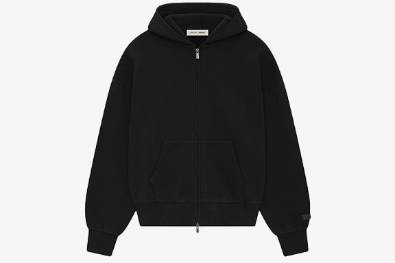 ESSENTIALS Classic Full Zip-Up Hoodie Black